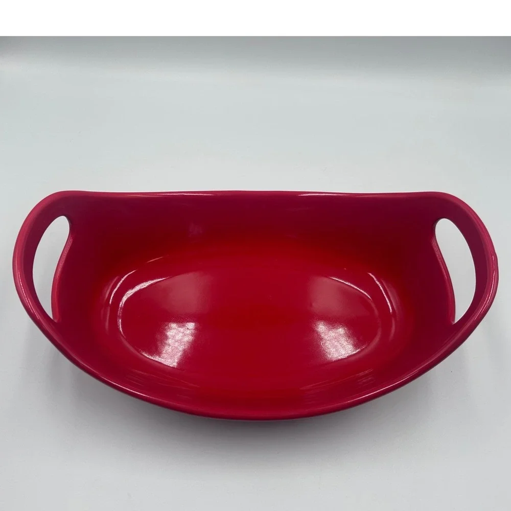Rachael Ray Red Stoneware Oval Baker 1.25 Quart Casserole Dish with Handles